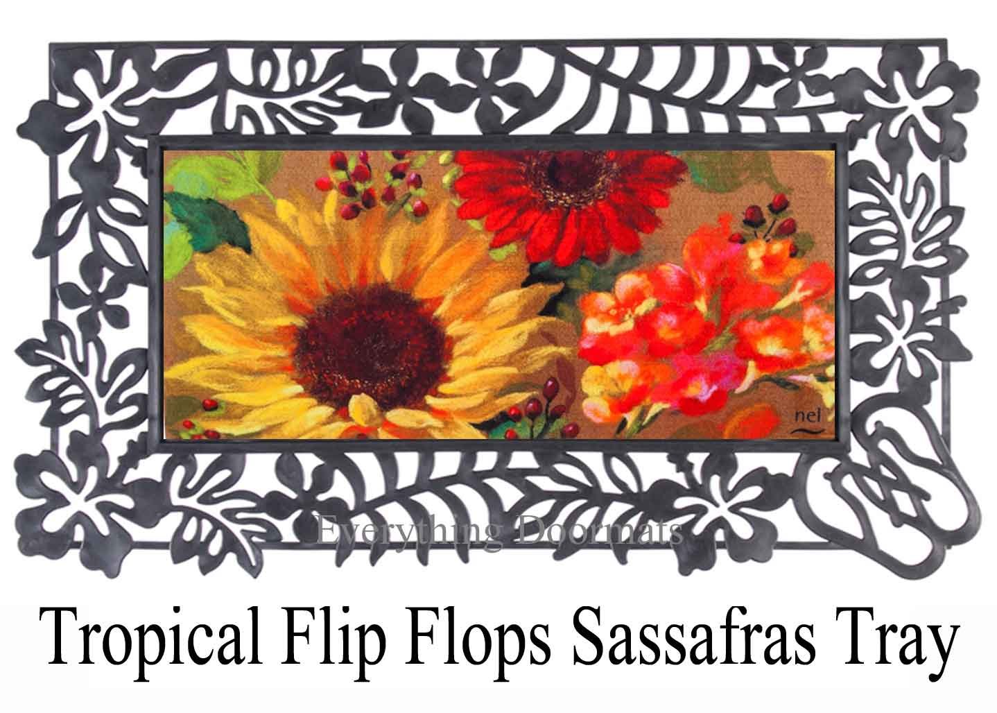 Sassafras Fall Floral Insert Mat 10 x 22 Doormat