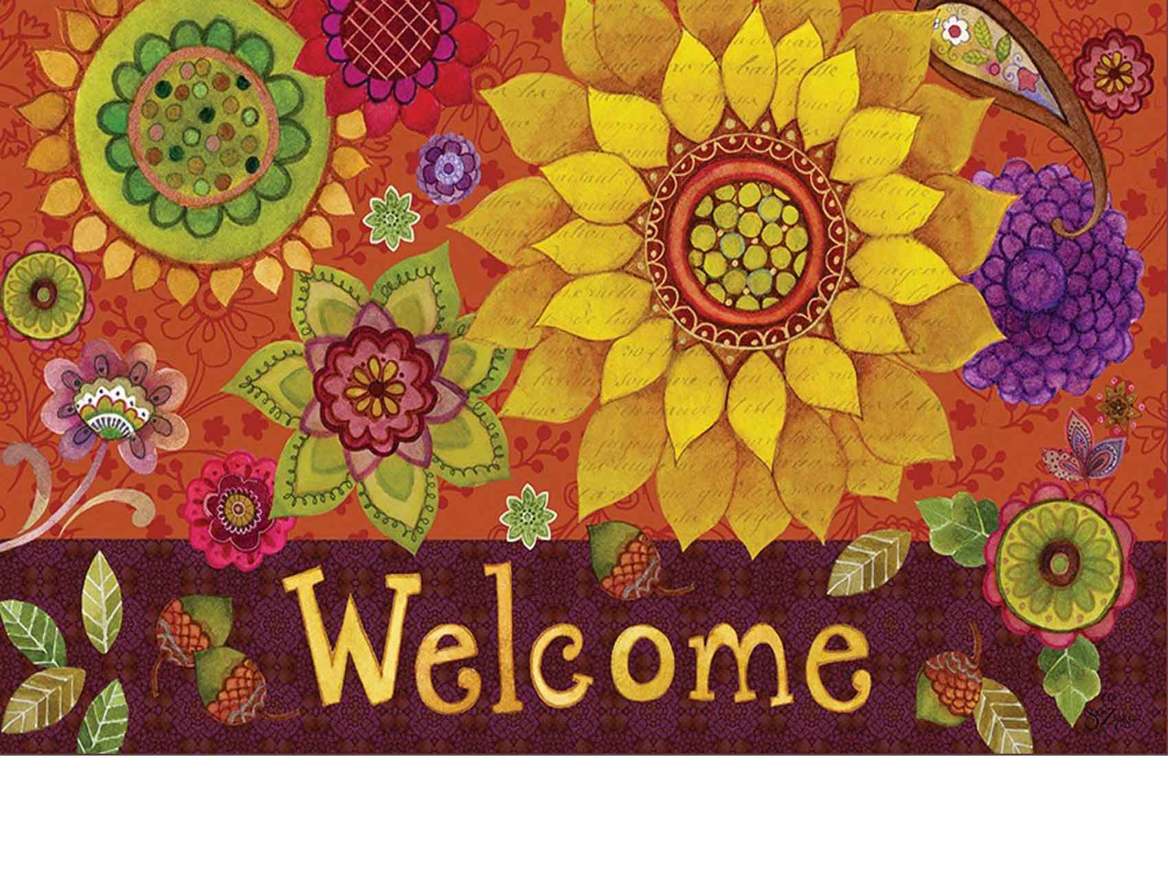 Indoor & Outdoor Fall Floral Insert Doormat 18x30