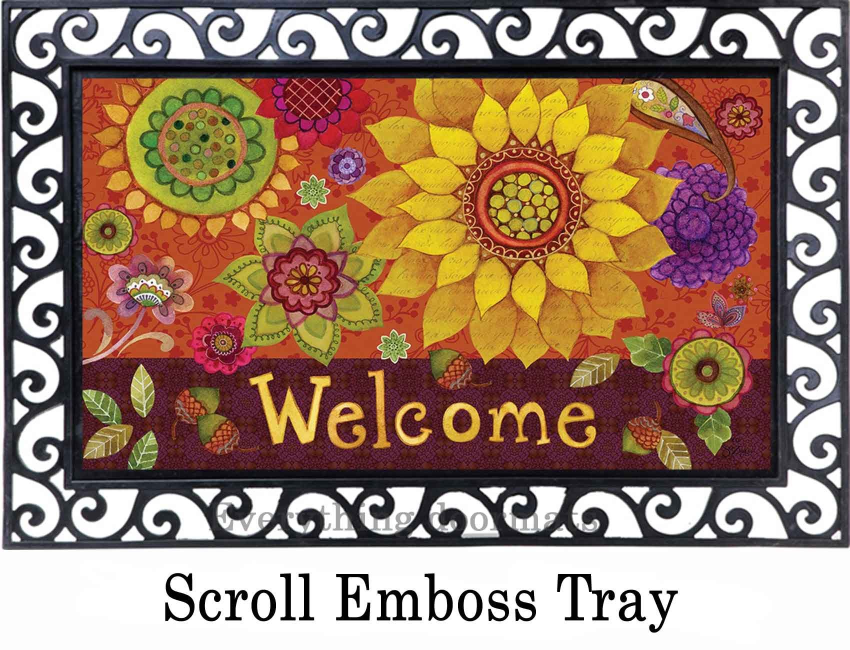 Indoor & Outdoor Fall Floral Insert Doormat 18x30