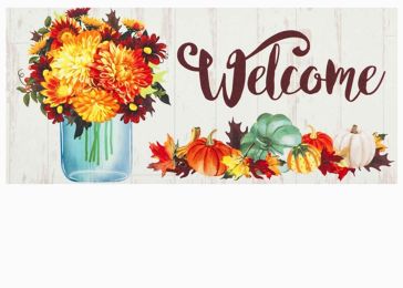 Sassafras Fall Mums Floral Mason Jar Mat - 10 x 22 Insert Doormat