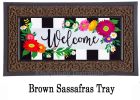 Floral Stripe Welcome Sassafras Mat - 10 x 22 Insert Doormat