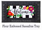 Floral Stripe Welcome Sassafras Mat - 10 x 22 Insert Doormat