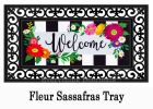 Floral Stripe Welcome Sassafras Mat - 10 x 22 Insert Doormat