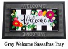 Floral Stripe Welcome Sassafras Mat - 10 x 22 Insert Doormat