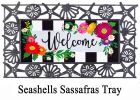 Floral Stripe Welcome Sassafras Mat - 10 x 22 Insert Doormat