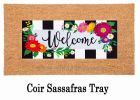 Floral Stripe Welcome Sassafras Mat - 10 x 22 Insert Doormat