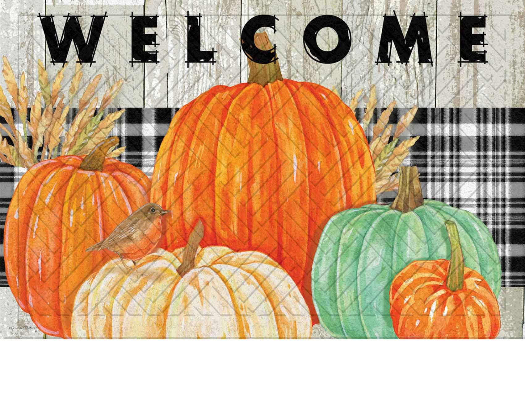 Fresh Pumpkins Hatch Embossed Doormat - 19 x 30