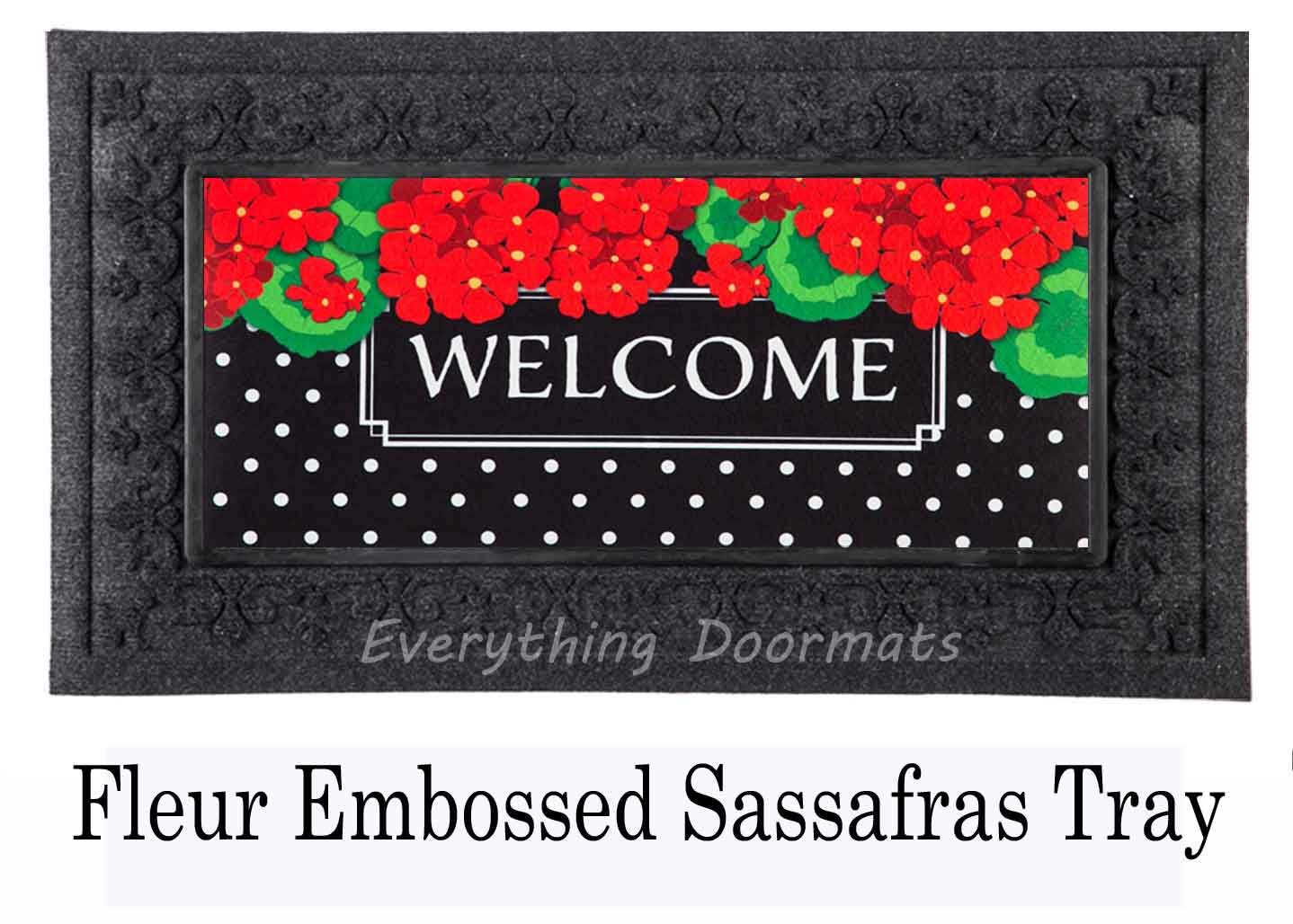 Sassafras Geranium Polka Dot Mat 10x22 Insert Doormat