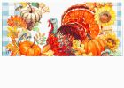 Gingham Turkey Sassafras Mat - 10 x 22 Insert Doormat