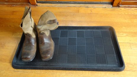 Grid Embossed Natural Rubber Boot Tray - 32 x 16 x 1