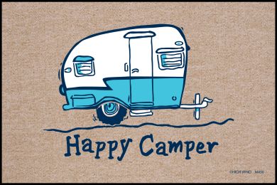 Happy Camper Doormat-19x30 Funny