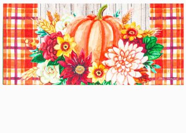 Happy Harvest Floral Pumpkins Sassafras Mat - 10 x 22 Insert Doormat