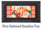 Happy Harvest Floral Pumpkins Sassafras Mat - 10 x 22 Insert Doormat