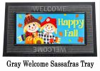 Happy Scarecrow Couple Sassafras Mat - 10 x 22 Insert Doormat