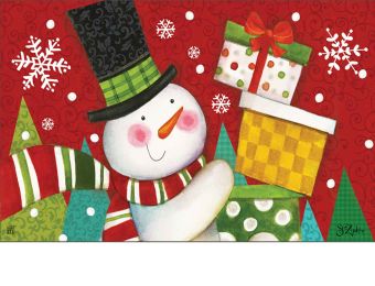 Indoor & Outdoor Happy Snowman MatMate Doormat-18x30