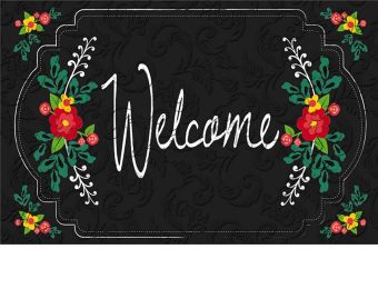 Floral Embossed Chalkboard Floral Doormat - 19 x 30