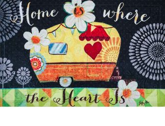 Floral Embossed Home Heart Dimension Doormat - 19x30