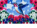Floral Embossed Patriotic Hummingbird Dimension Doormat
