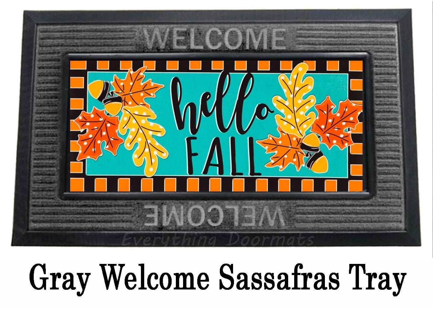 Sassafras Hello Fall Leaves Mat 10 x 22 Insert Doormat