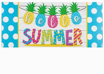 Hello Summer Pineapple Banner Sassafras Mat - 10x22 Insert Doormat
