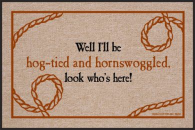 Funny Hog Tied & Hornswoggled Doormat - Olefin 18 x 30