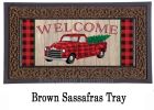 Holiday Plaid Truck Sassafras Mat - 10 x 22 Insert Doormat