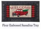 Holiday Plaid Truck Sassafras Mat - 10 x 22 Insert Doormat