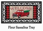 Holiday Plaid Truck Sassafras Mat - 10 x 22 Insert Doormat