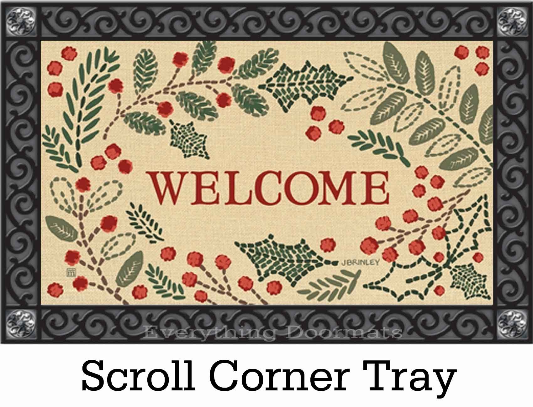 Holly Branches Pattern Door Mat Winter Doormat Welcome Mat -  Norway