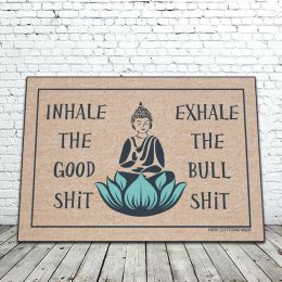 Inhale/ Exhale Buddha Doormat - 18 x 30 Funny