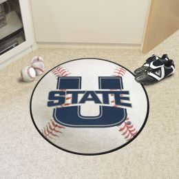 Utah State Aggies Logo Baseball Shaped Area Rug