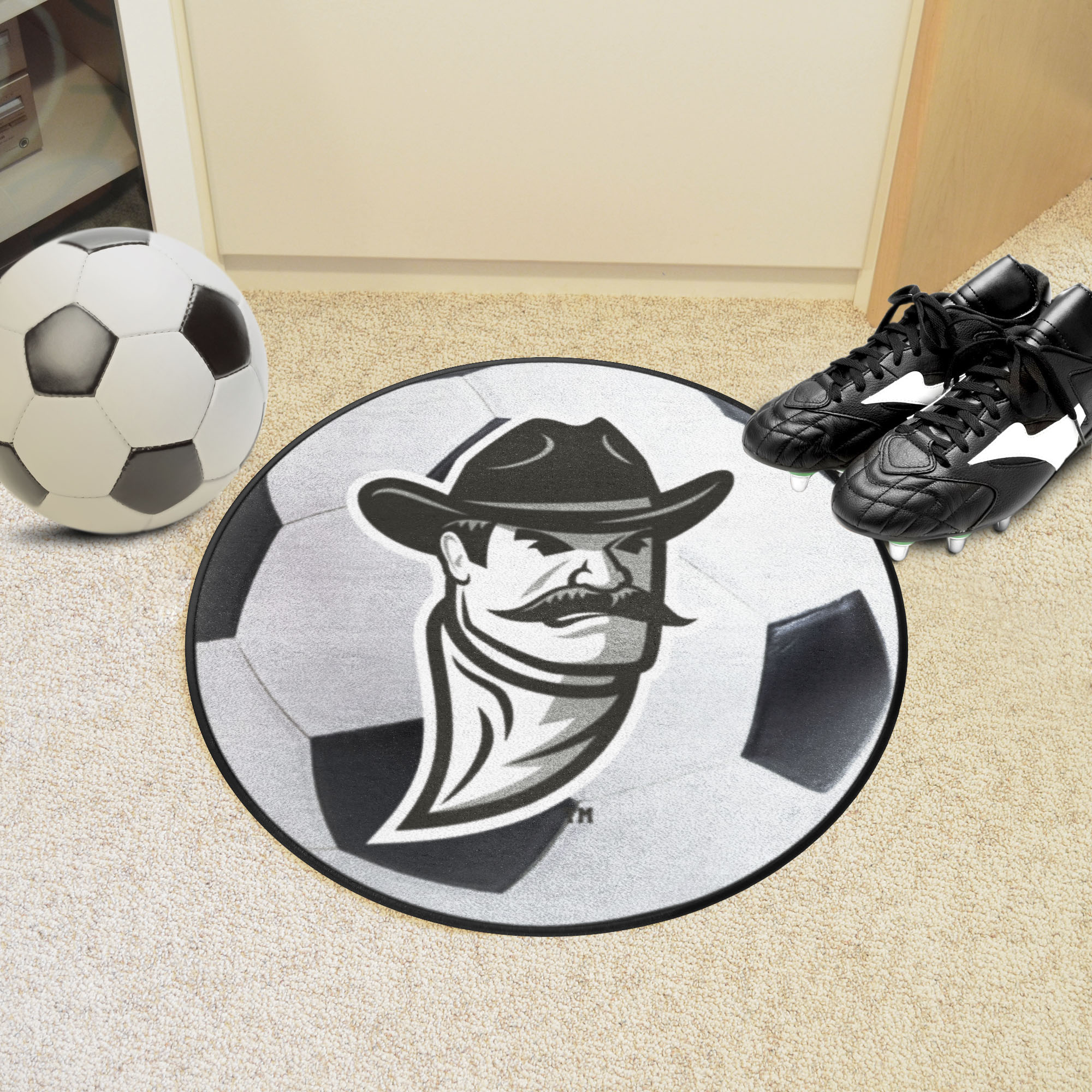 New Mexico State Lobos Soccer Ball Shaped Area Rug