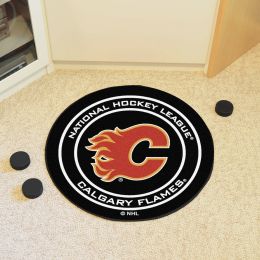 Calgary Flames Hockey Puck Shaped Area Rug - 27"