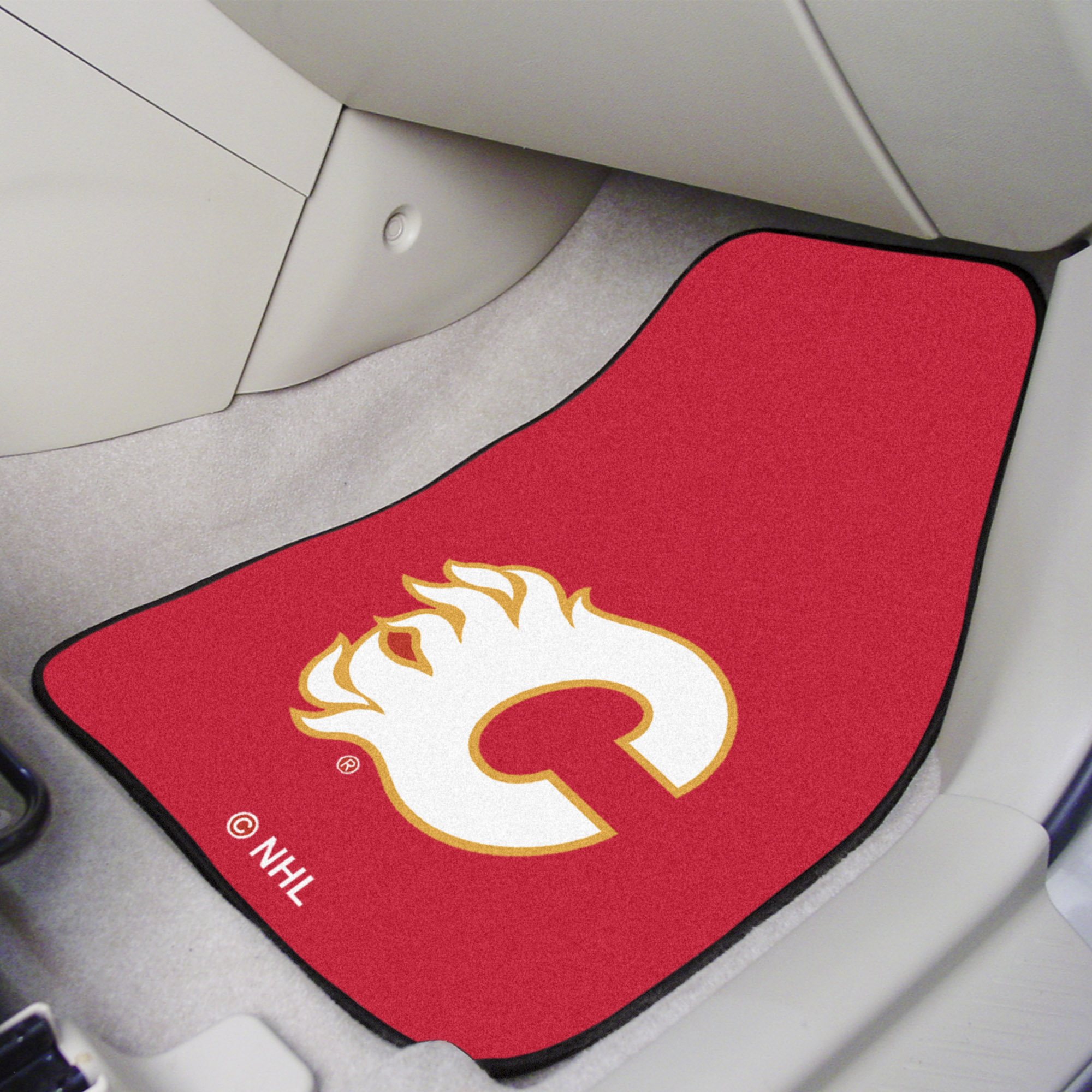 Calgary Flames 2pc Carpet Car Mat Set - Nylon & Vinyl