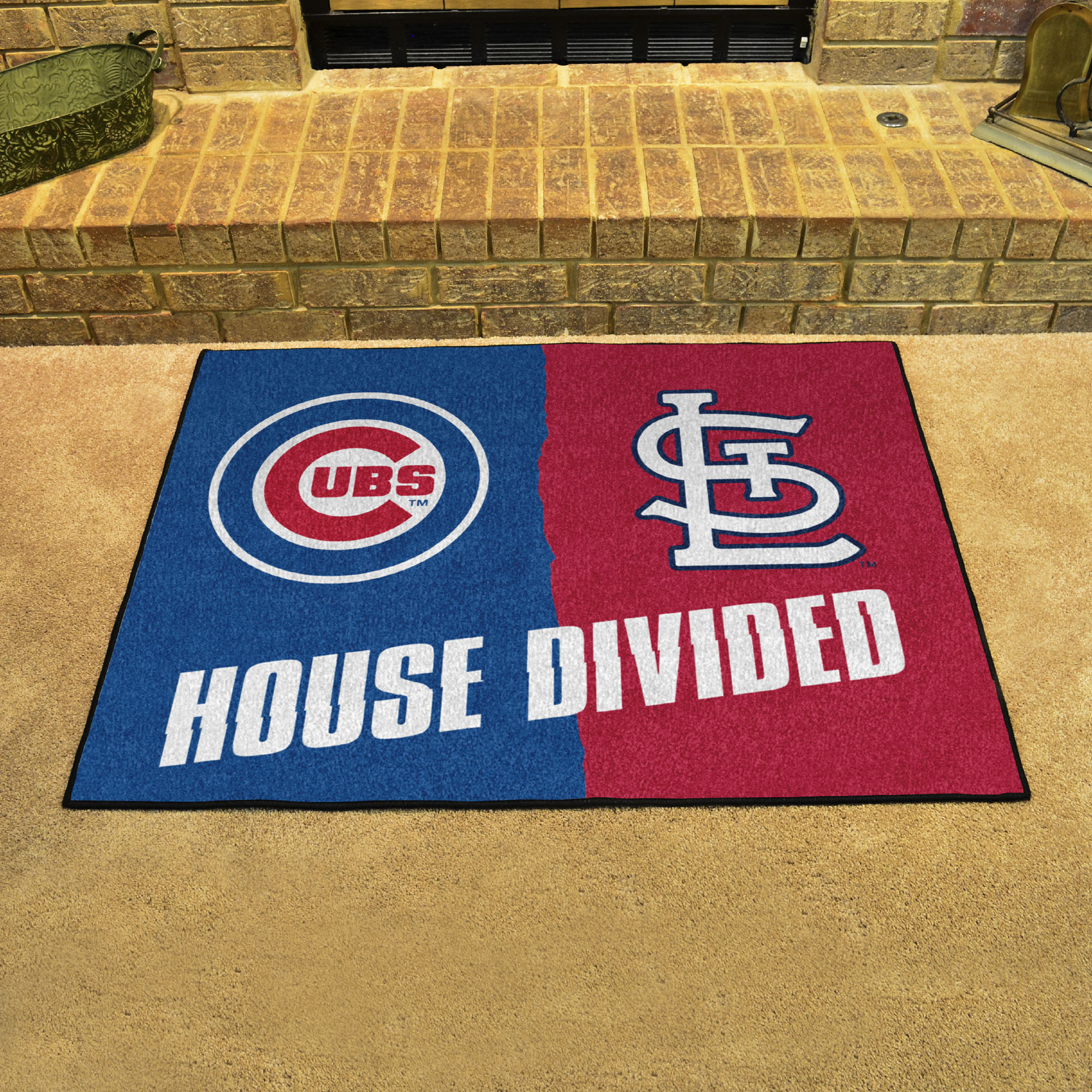 St Louis Cardinals Chicago Cubs House Divided Man Cave Decor Custom Doormat 