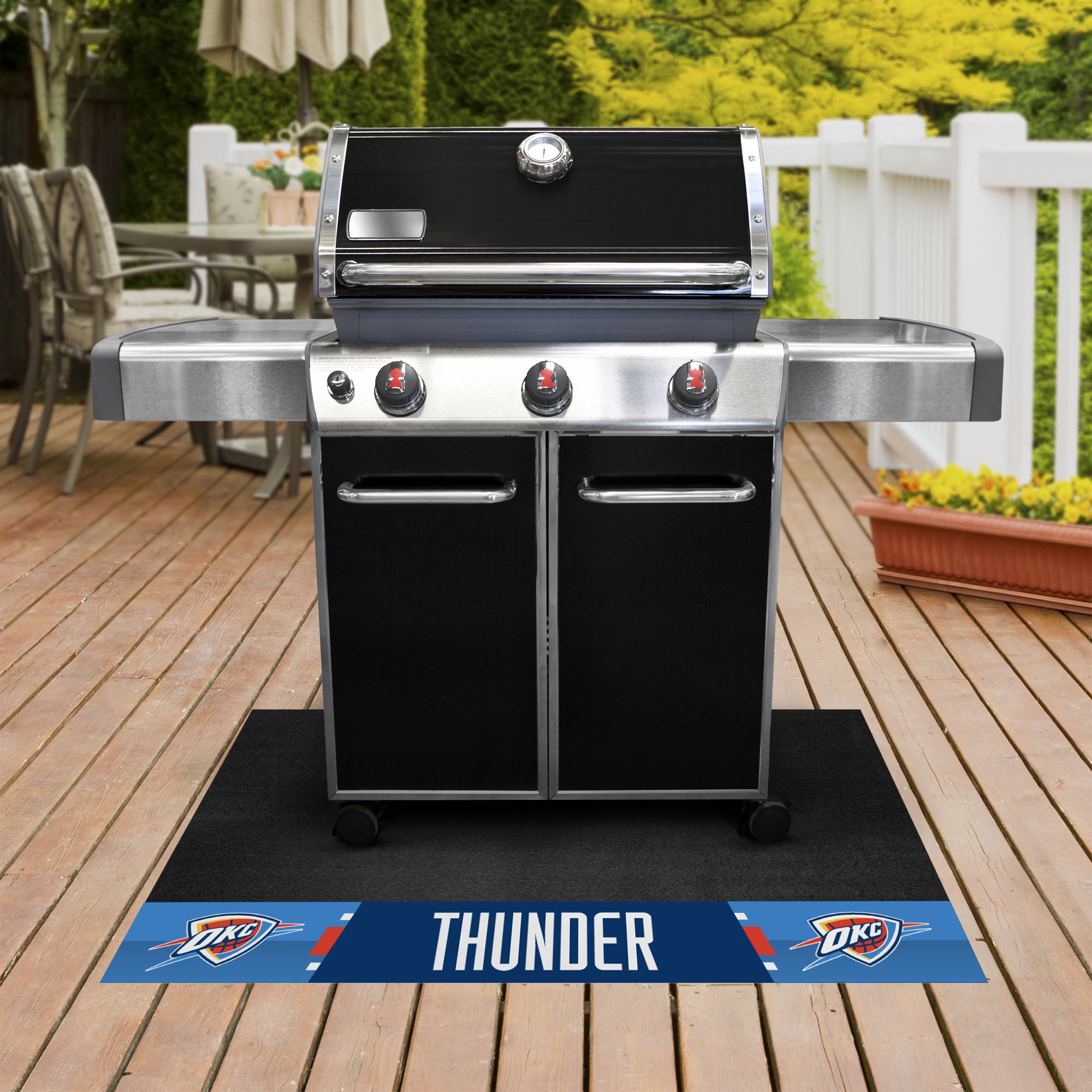 Oklahoma City Thunder Grill Mat Logo & Wordmark - Vinyl 26 x 42