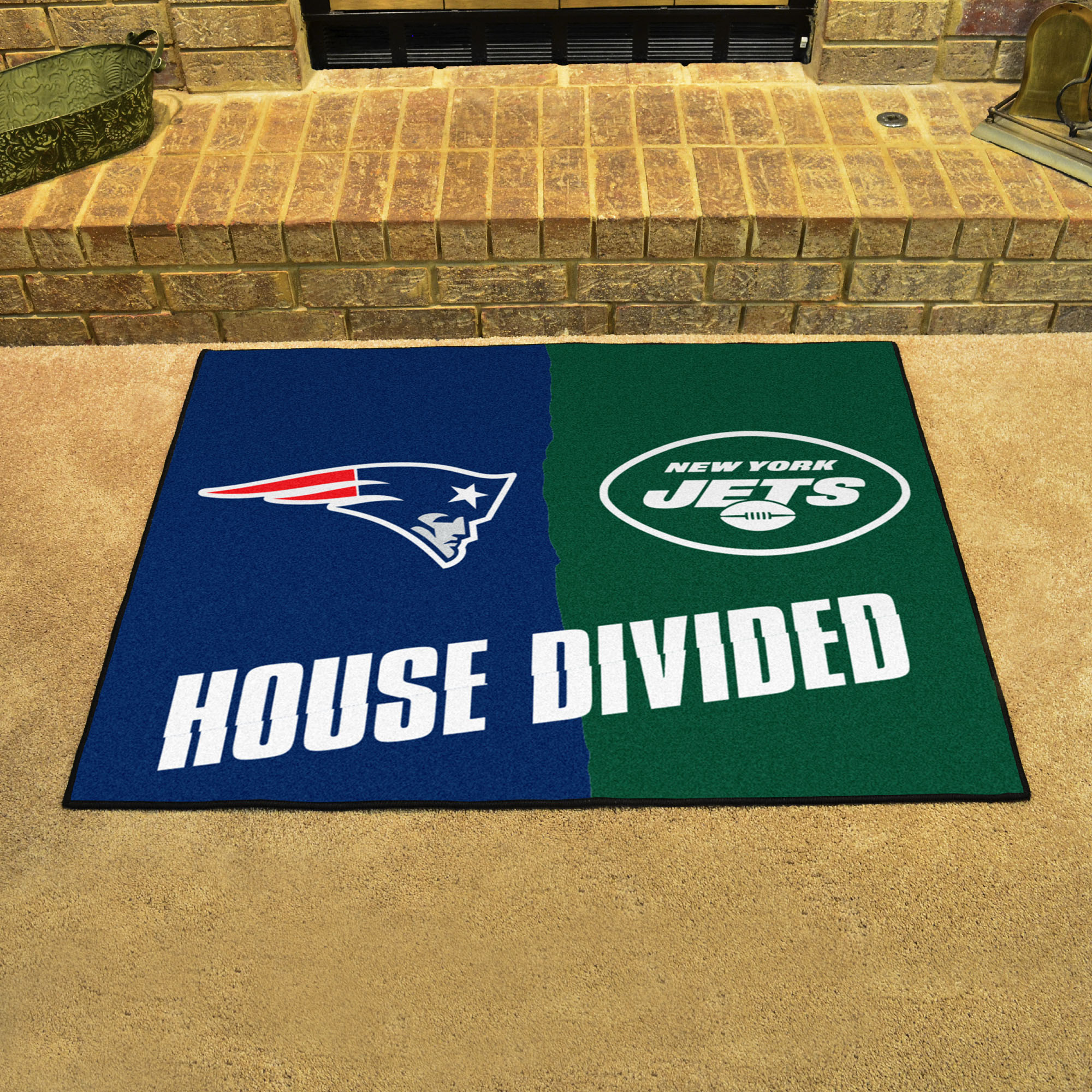 Patriots - Jets House Divided Mat - 34 x 45
