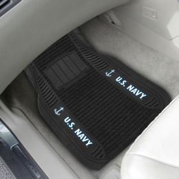 Navy Deluxe Vinyl/Carpet 2pc Military Logo Floor Mat Set