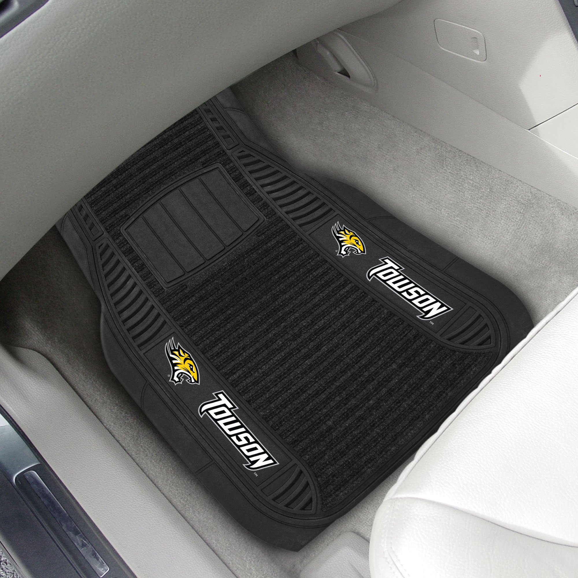 Towson University Deluxe Vinyl/Carpet 2pc Logo Car Mat Set