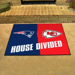 Patriots - Chiefs House Divided Mat - 34 x 45