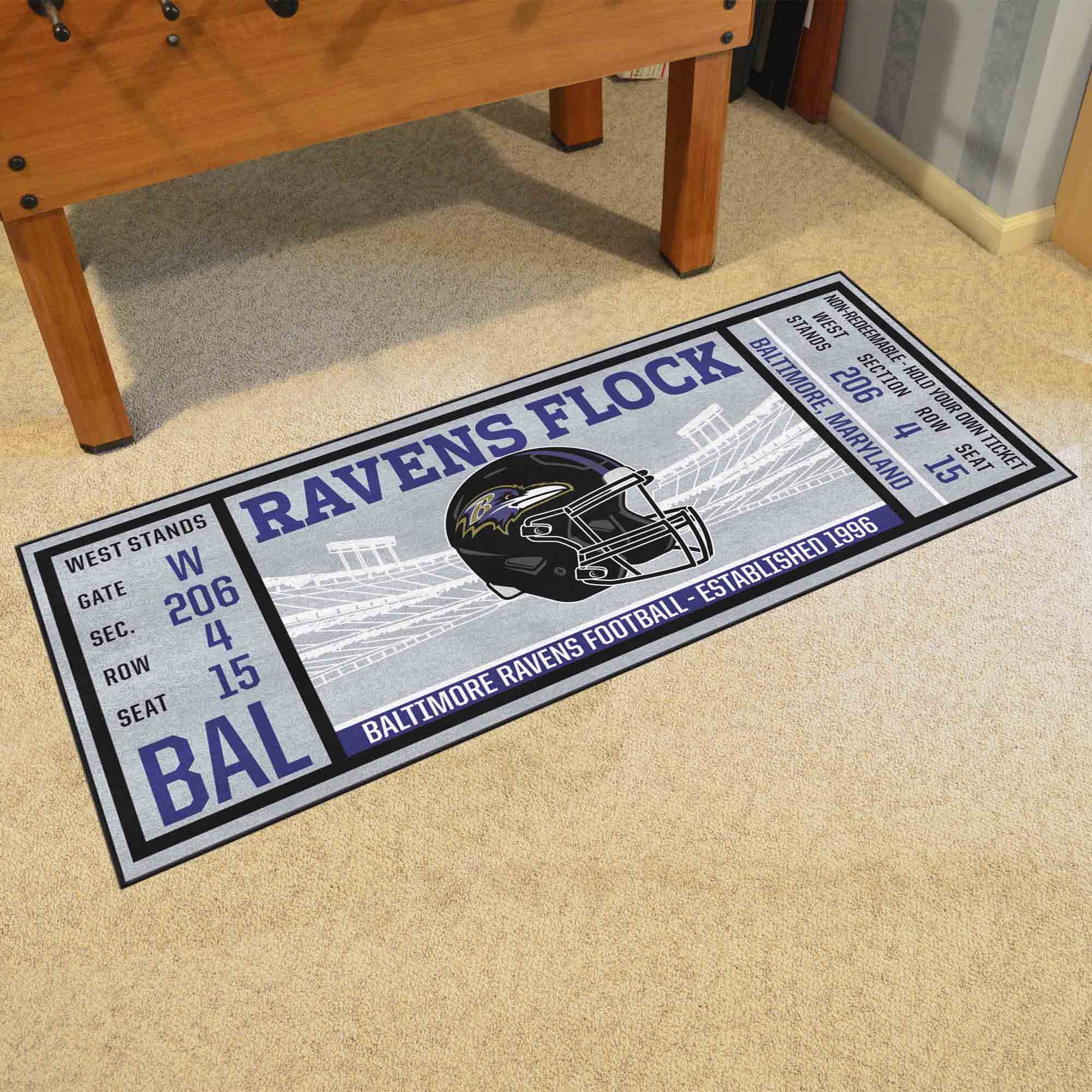 Baltimore Ravens Ticket Runner Mat - 29.5 x 72