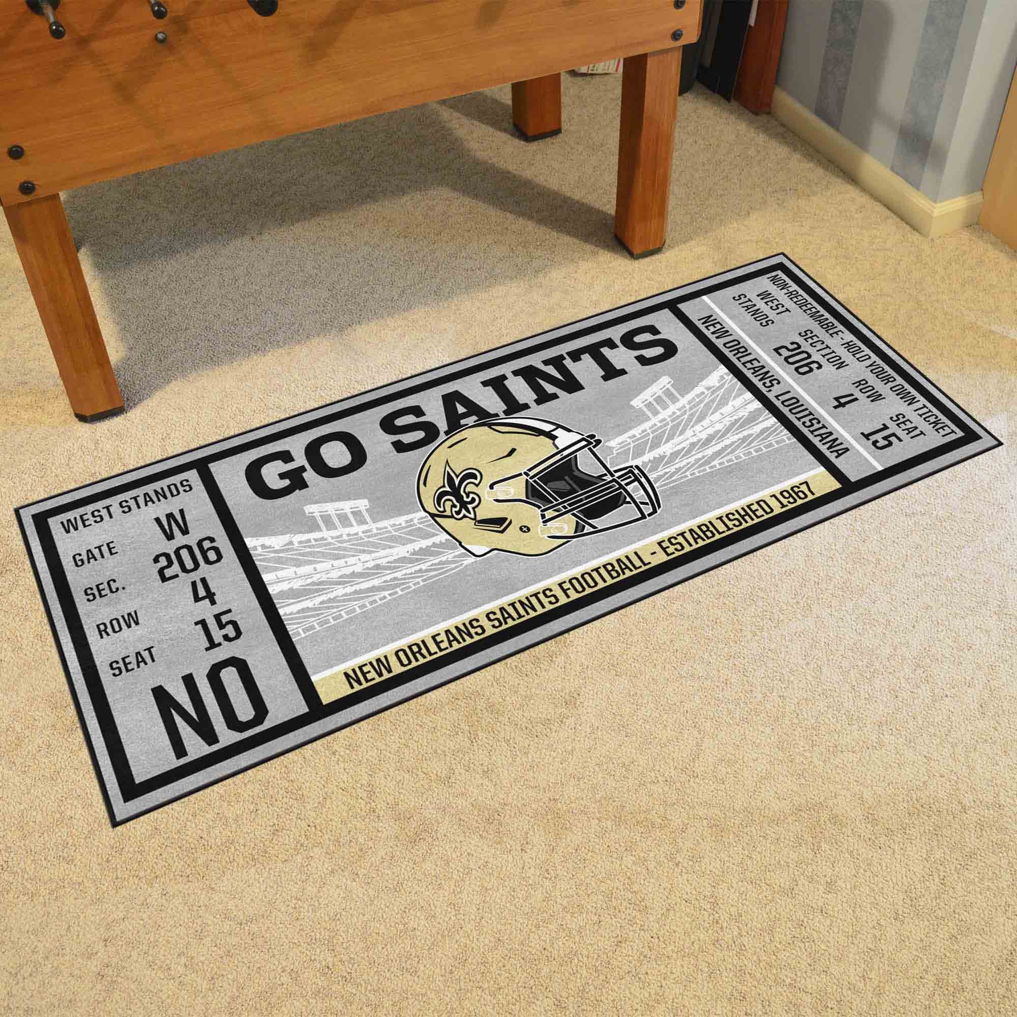 New Orleans Saints Ticket Runner Mat - 29.5 x 72