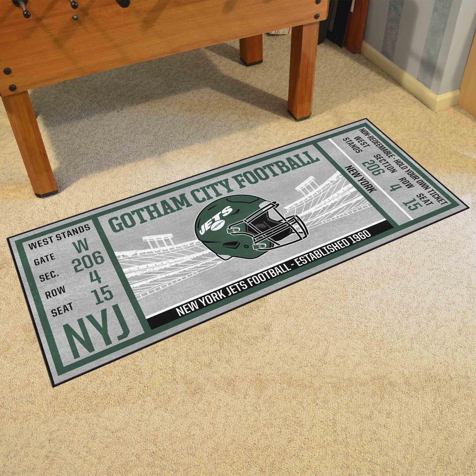 New York Jets Ticket Runner Mat 29.5 x 72