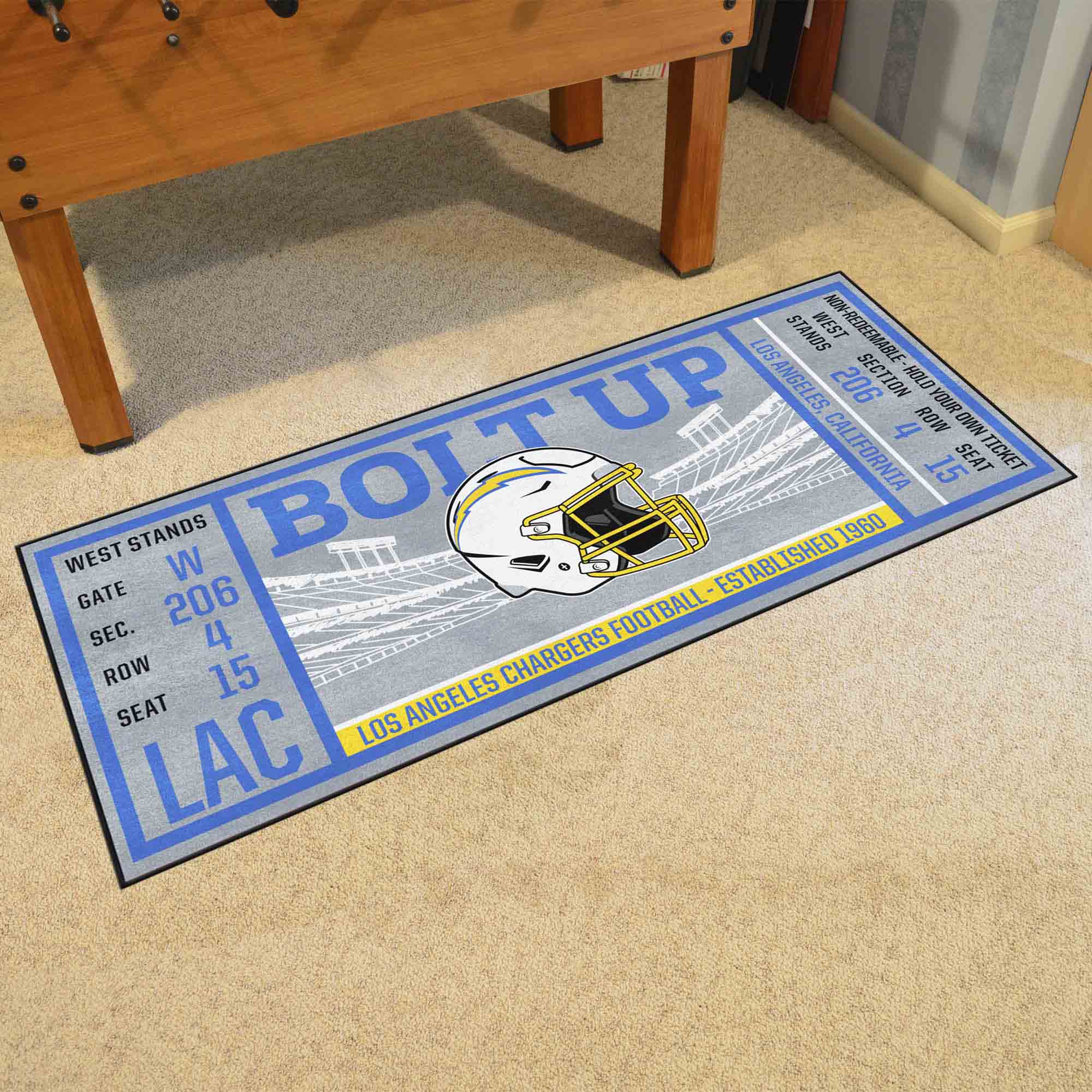 Los Angeles Chargers Ticket Runner Mat - 29.5 x 72