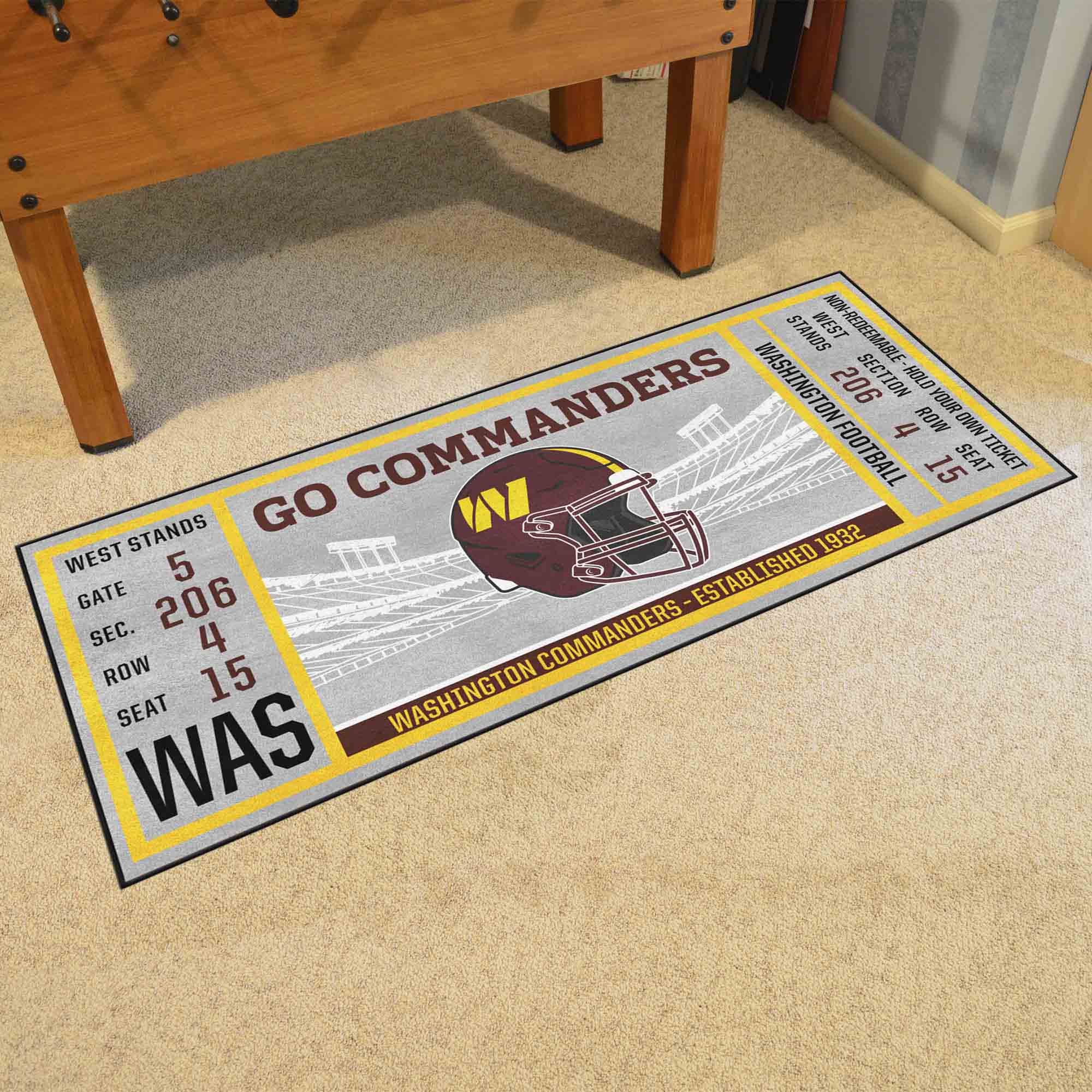 Washington Commanders Ticket Runner Mat - 29.5 x 72