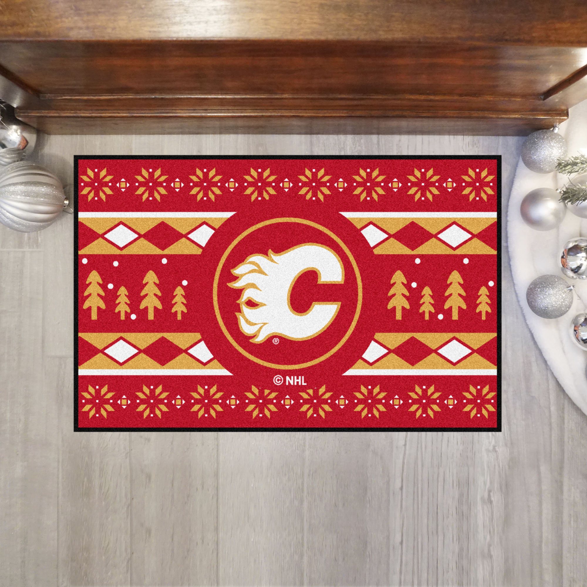 Flames Holiday Sweater Starter Doormat - 19 x 30