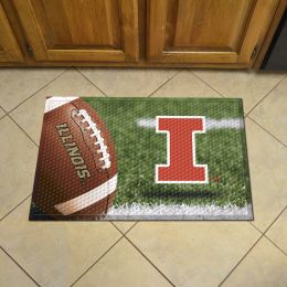 Illinois Illini Football Scrapper Mat - 19 x 30 Rubber