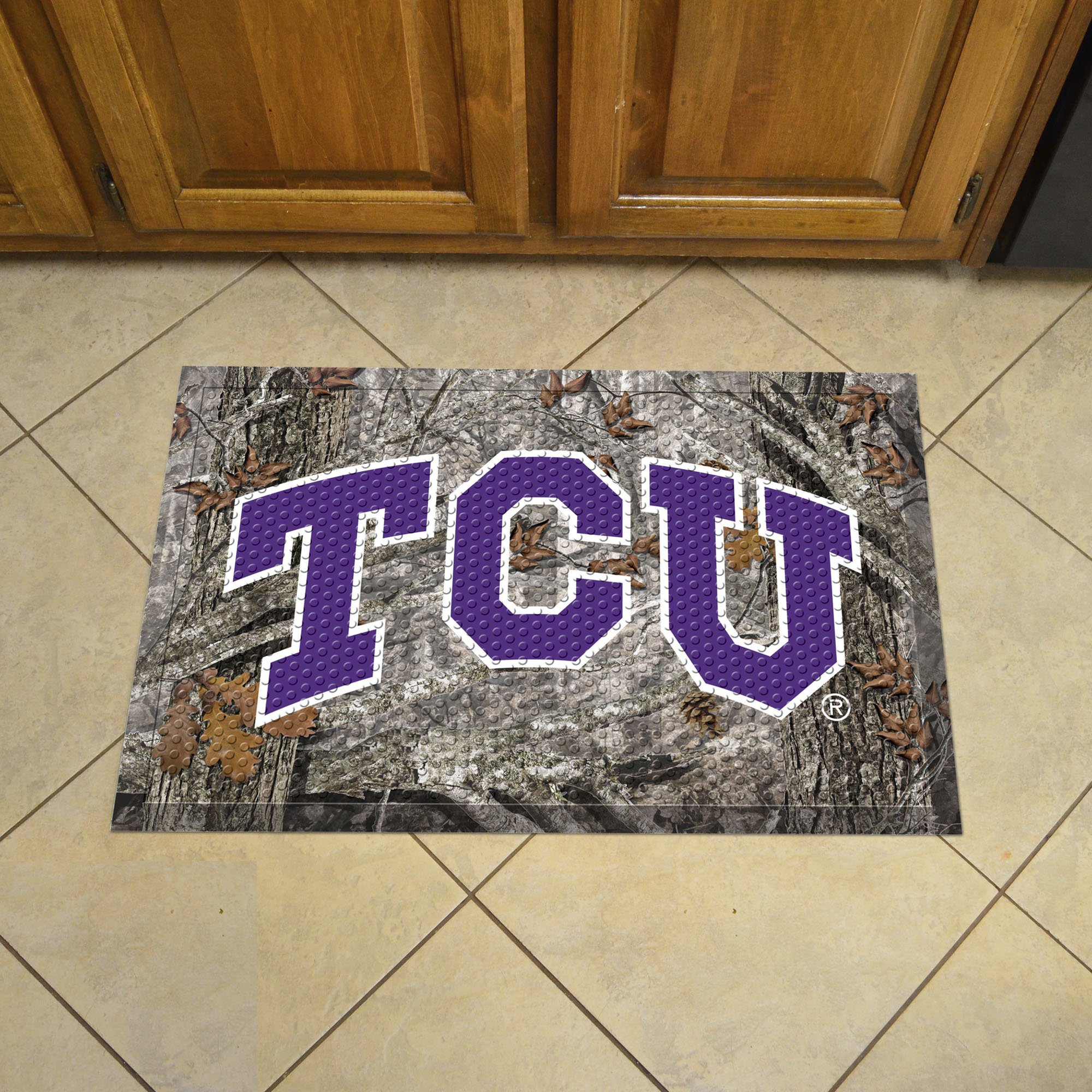 TCU Horned Frogs Camo Scrapper Mat - 19 x 30 Rubber