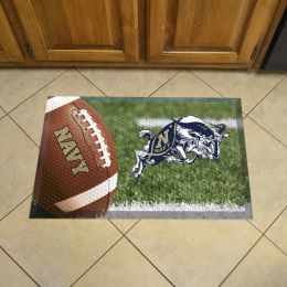 Navy Midshipmen Football Scrapper Mat - 19 x 30 Rubber