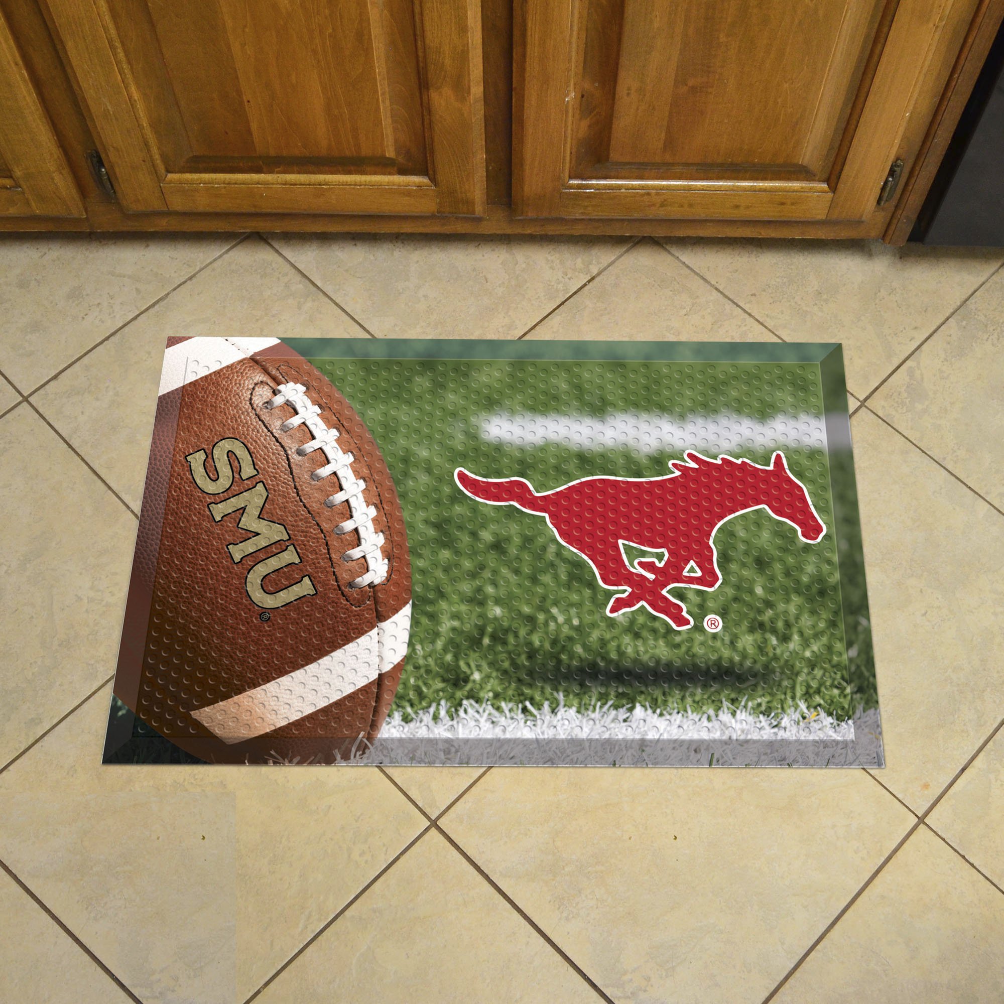 SMU Mustangs Football Scrapper Mat - 19 x 30 Rubber